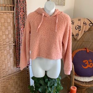 Super soft peach hoodie crop sweater
